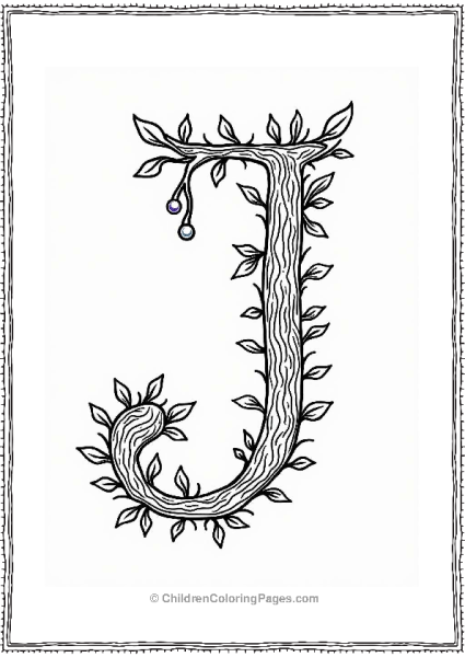 Letter J Letter J With Vines And Gemstones Free PDF Printable