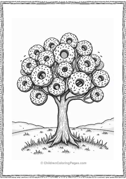 Magical Donut Tree In A Sunny Meadow Free PDF Printable