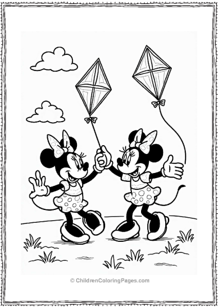 Minnie Mouse And Goofy Flying Kites Free PDF Printable