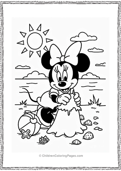 Minnie Mouse At A Sunny Beach Free PDF Printable