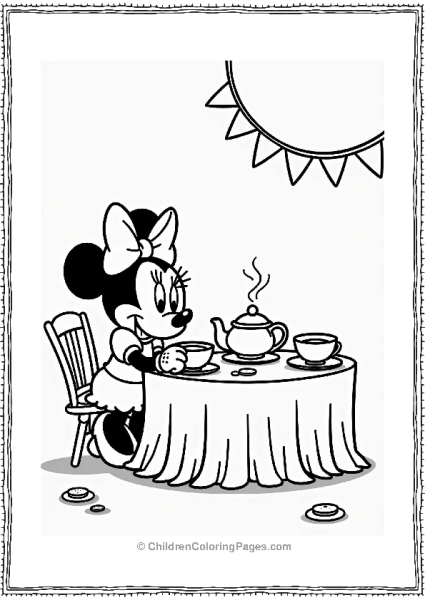 Minnie Mouse At A Tea Party Free PDF Printable