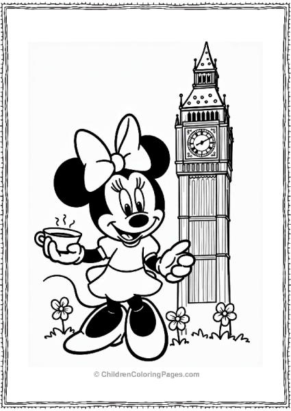 Minnie Mouse At Big Ben With Tea Free PDF Printable