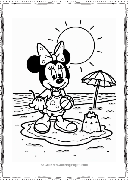 Minnie Mouse At The Beach Free PDF Printable