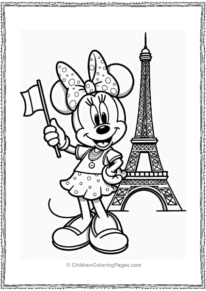 Minnie Mouse At The Eiffel Tower Free PDF Printable