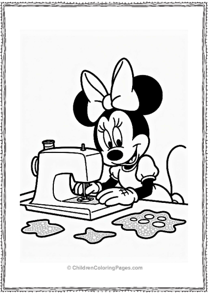 Minnie Mouse At The Sewing Machine Free PDF Printable