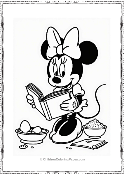 Minnie Mouse Baking With A Recipe Book Free PDF Printable