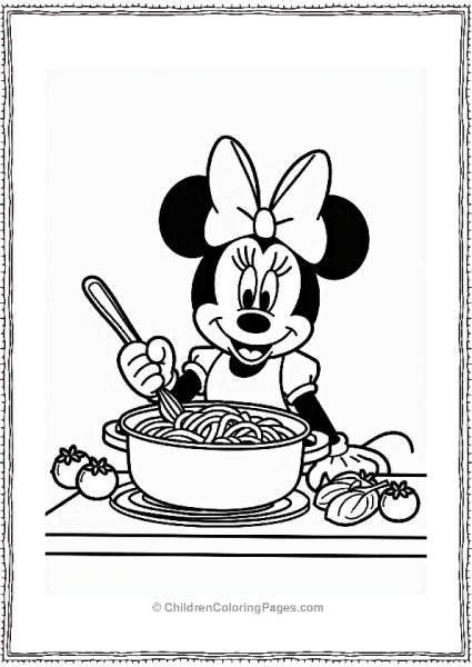 Minnie Mouse Cooking Pasta Free PDF Printable