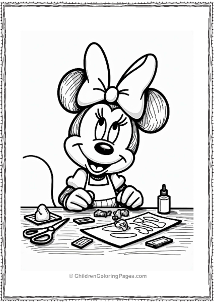 Minnie Mouse Doing Crafts Free PDF Printable