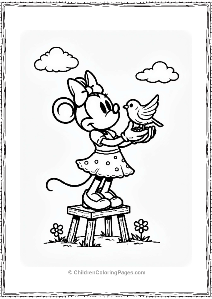 Minnie Mouse Feeding A Bird Free PDF Printable