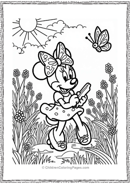 Minnie Mouse In A Butterfly Meadow Free PDF Printable