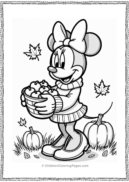 Minnie Mouse In A Fall Harvest Free PDF Printable