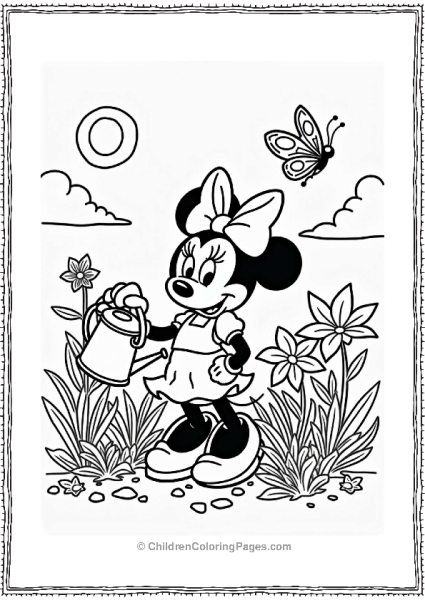 Minnie Mouse In A Flower Garden Free PDF Printable