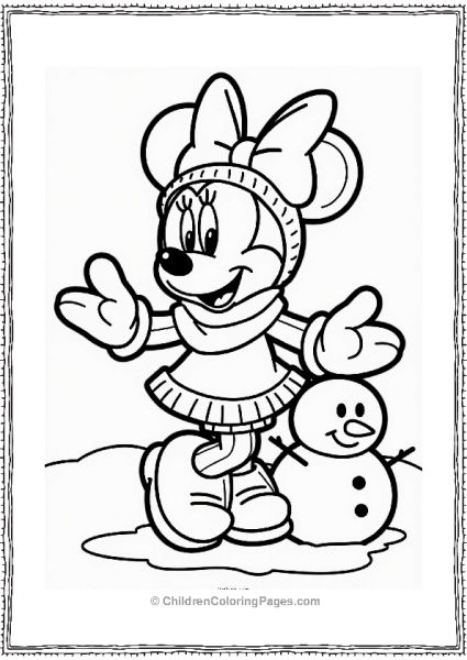 Minnie Mouse In A Winter Outfit Free PDF Printable