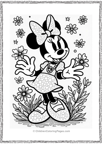 Minnie Mouse In The 1960s Flower Power Free PDF Printable