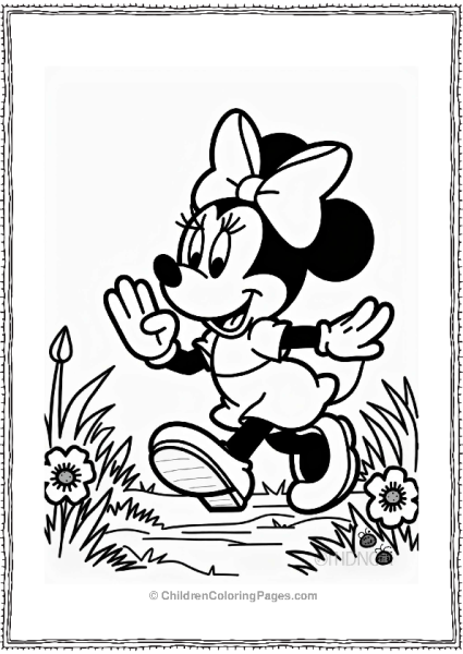 Minnie Mouse In The Flower Meadow Free PDF Printable