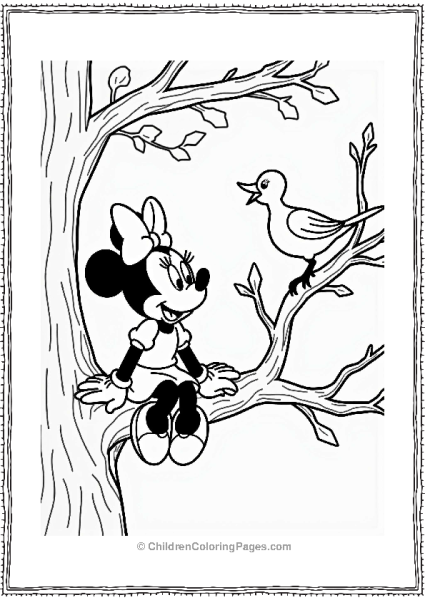 Minnie Mouse Listening To Singing Birds Free PDF Printable