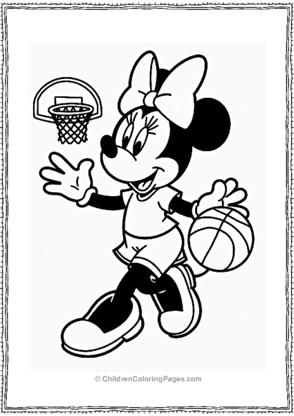 Minnie Mouse Playing Basketball Free PDF Printable