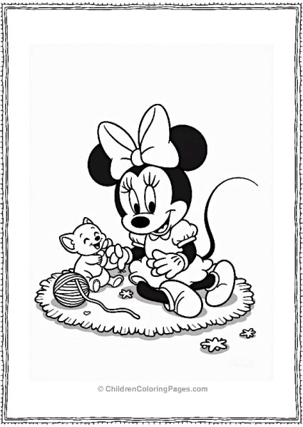 Minnie Mouse Playing With A Kitten Free PDF Printable