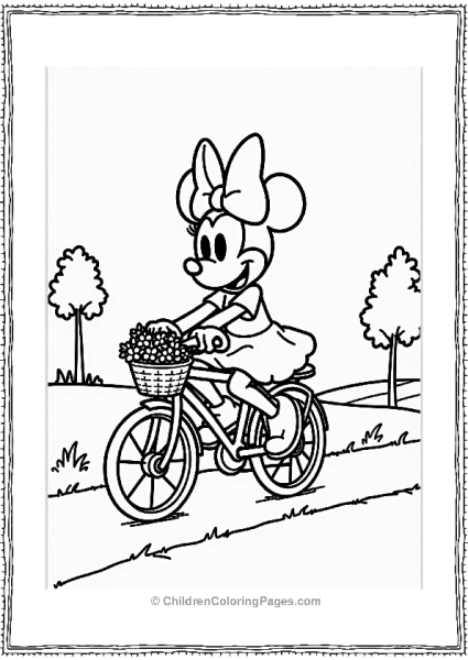 Minnie Mouse Riding A Bicycle Free PDF Printable