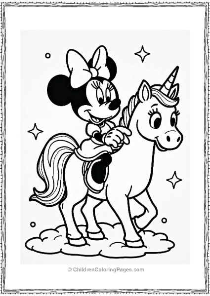 Minnie Mouse Riding A Dreamy Unicorn Free PDF Printable