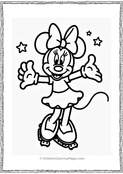 Minnie Mouse Roller Skating With Stars Free PDF Printable