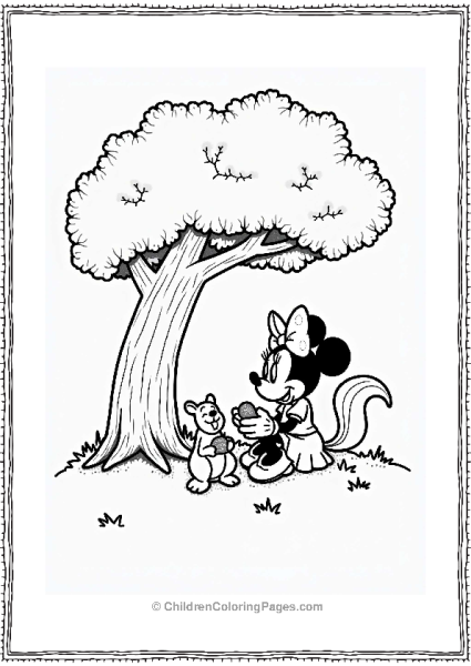 Minnie Mouse Sharing A Snack With A Squirrel Free PDF Printable