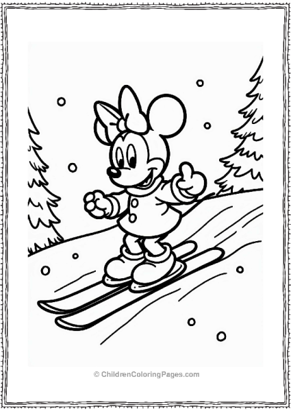 Minnie Mouse Skiing In Winter Free PDF Printable