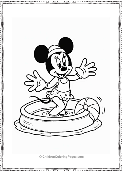 Minnie Mouse Swimming In A Pool Free PDF Printable