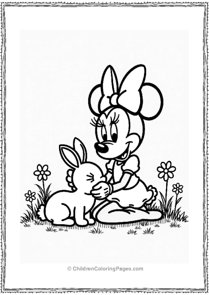 Minnie Mouse With A Bunny Free PDF Printable