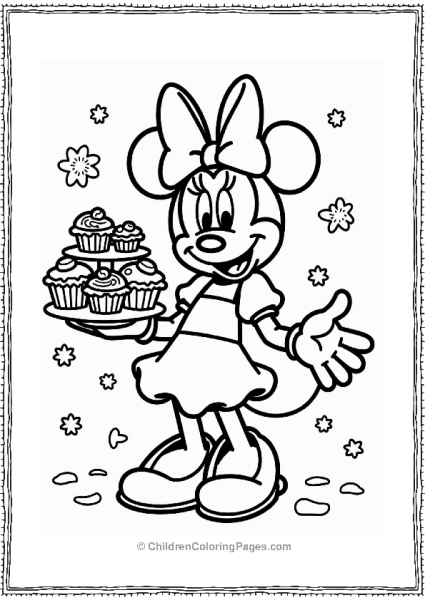 Minnie Mouse With A Cake Stand Free PDF Printable