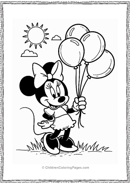 Minnie Mouse With Colorful Balloons Free PDF Printable