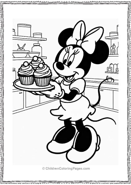 Minnie Mouse With Colorful Cupcakes Free PDF Printable