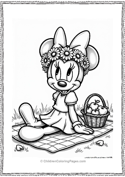 Minnie Mouse With Flower Crown On Picnic Free PDF Printable