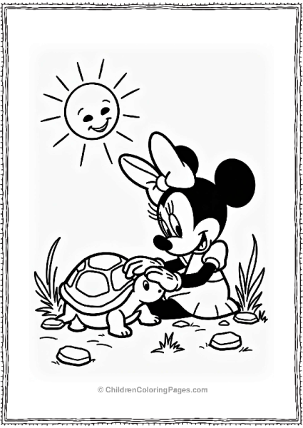 Minnie Mouse With Her Tortoise Free PDF Printable