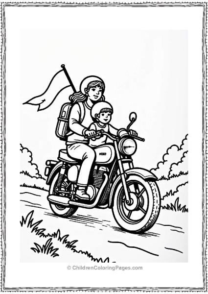 Mother And Son Motorcycle Ride In The Park Free PDF Printable