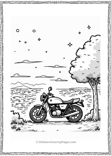 Motorcycle At A City Lookout Free PDF Printable