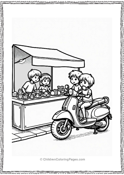 Motorcycle At A Food Stall Free PDF Printable