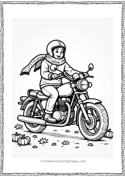 Motorcycle Autumn Adventure With Leaves Free PDF Printable