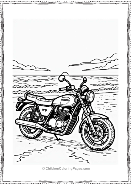 Motorcycle By The Beach At Sunset Free PDF Printable