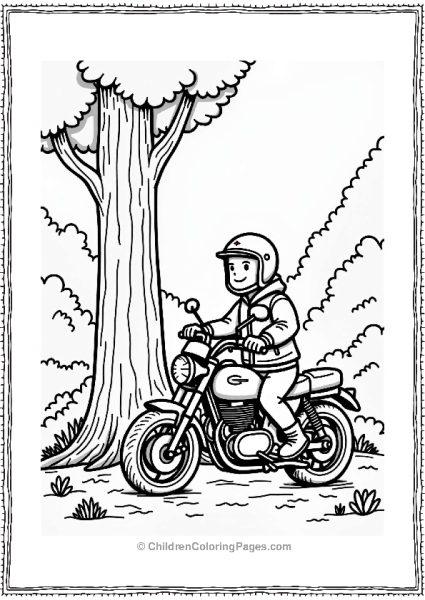 Motorcycle In A Forest Setting Free PDF Printable