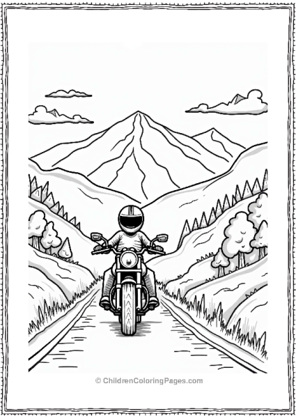 Motorcycle In A Mountainous Landscape Free PDF Printable