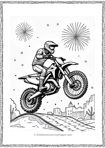 Motorcycle Jumping With Fireworks Free PDF Printable