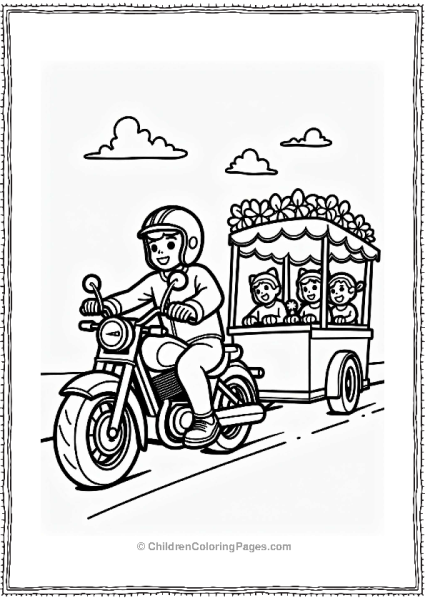 Motorcycle Leading A Parade Float Free PDF Printable