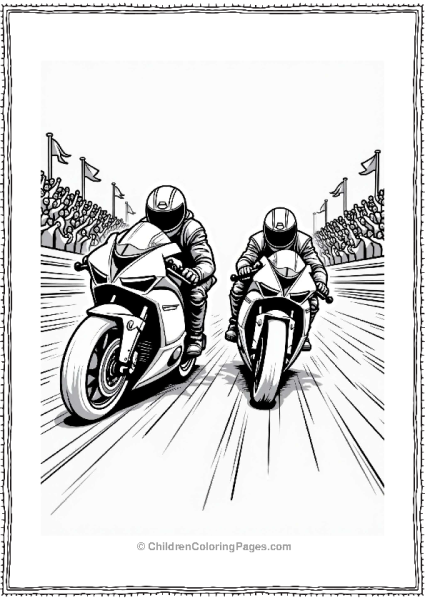 Motorcycle Race With Cheering Crowd Free PDF Printable