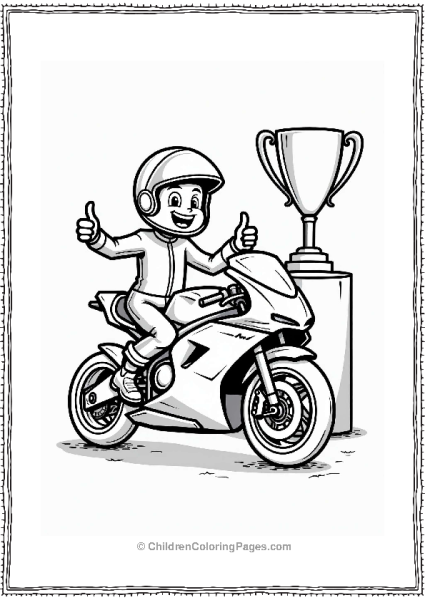 Motorcycle Racer With Trophy Free PDF Printable