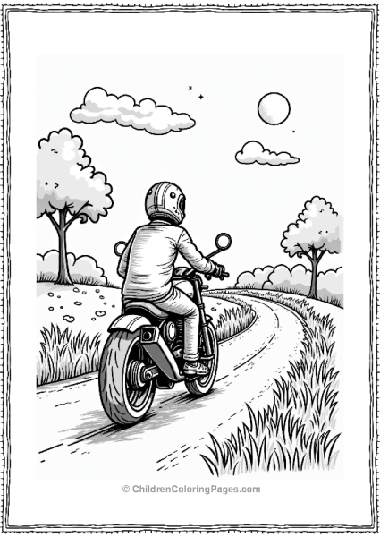 Motorcycle Ride Through A Moonlit Park Free PDF Printable