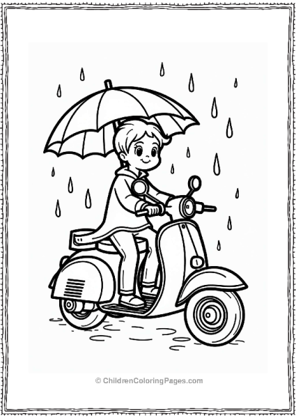 Motorcycle Under Umbrella In The Rain Free PDF Printable