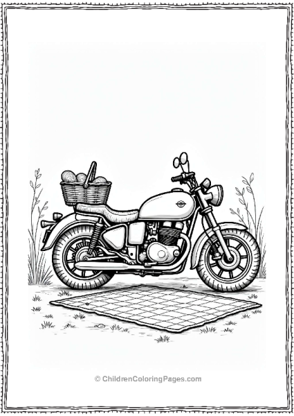 Motorcycle With Sidecar At Picnic Area Free PDF Printable