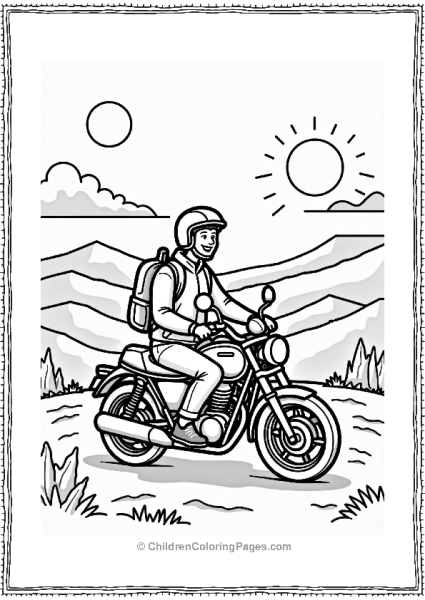 Motorcyclist Enjoying A Mountain View Free PDF Printable