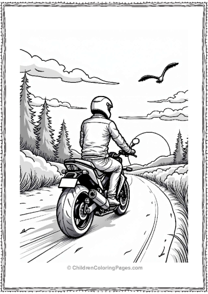 Motorcyclist Enjoying A Sunset Ride Free PDF Printable